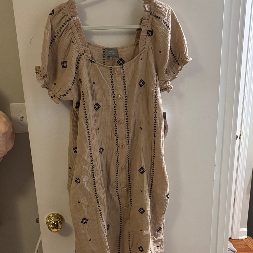 Boho Beige Embroidered Dress